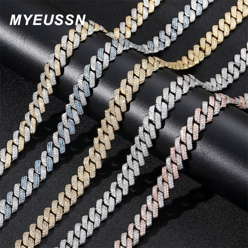 Chokers Hip Hop 14mm Prong Cuban Chain Necklace Iced Out Zircon Silver Color Cuban Link Choker for Women Men Fashion Jewelry Party Gifts 230728
