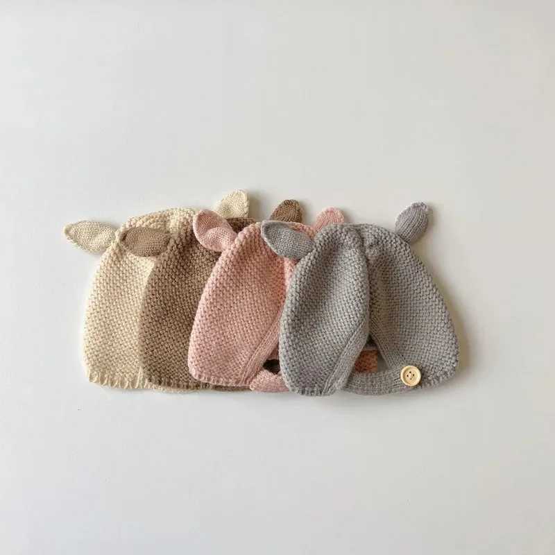 02 Years Baby Hat Autumn Winter Ear Rabbit Knitted Kids Hat Infant Girls Baby Boys Cute Wool Hat Baby Accessories Newborn Z251029