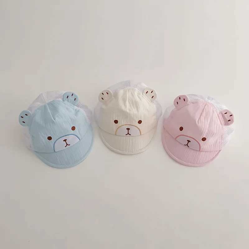 Cute Bear Baby Peaked Cap Soft Cotton Infant Baseball Hat Cartoon Toddler Duck Tongue Caps 09Month Kids Outdoor Sunshade Visors Z251029