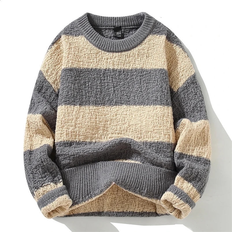 Winter Mens Stripe High-Quality Fashion Trend Sweater autumn Men Casual Comfortable Loose Warm Sweaters men size M-3XL 240821