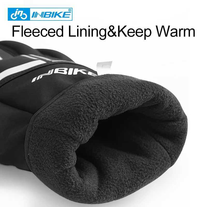 INBIKE Winter Cycling Gloves Full Finger Thermal Mens Bicycle Gloves Warm Cotton Waterproof Bike Gloves for Motorcycle Cycling J250922