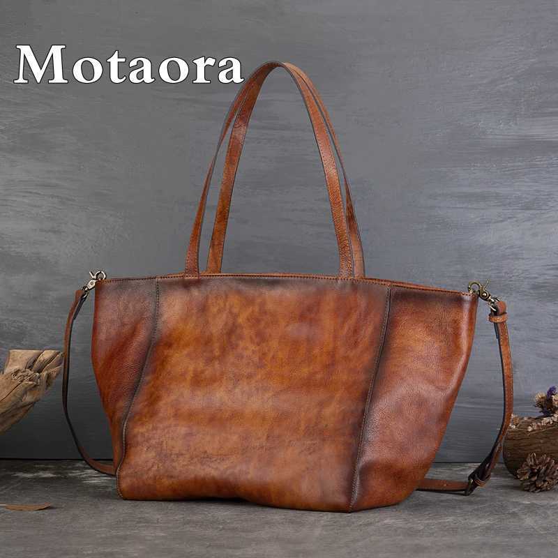 MOTAORA New Cowhide Large Capacity Shoulder Bag For Women Genuine Leather Crossbody Tote Bags Luxury Casual Solid Handbag Purse J251025