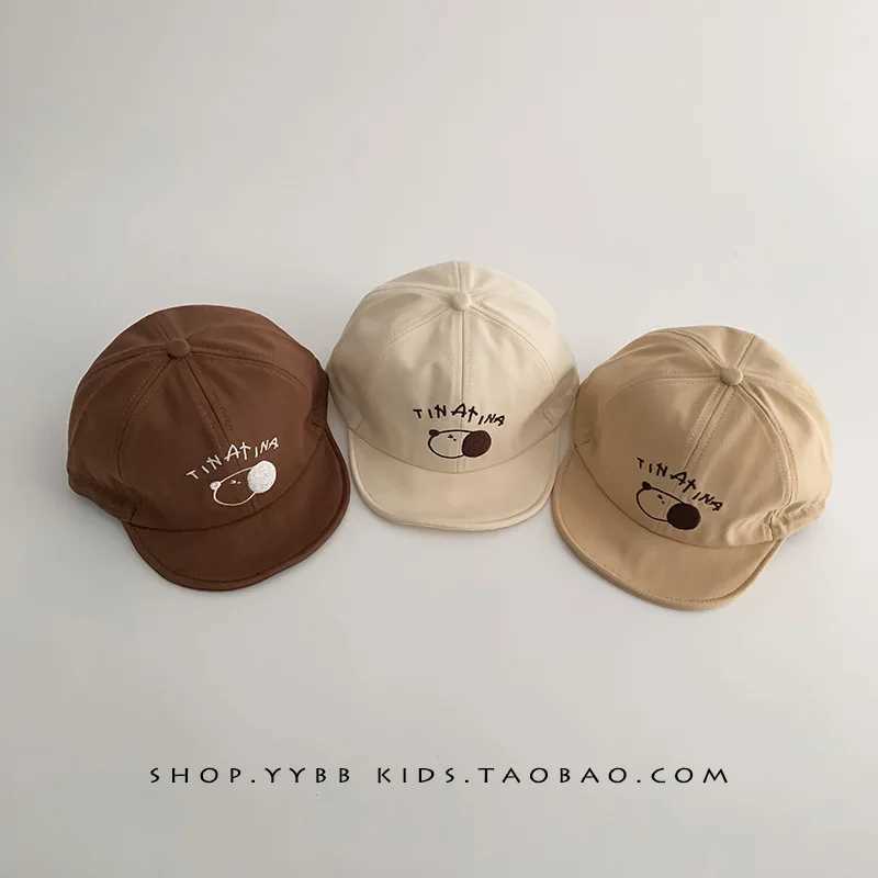 Cute Dog Baby Duck Tongue Hat Solid Cotton Children Peaked Cap 524Month Newborn Sunshade Visors Soft Brim Kids Baseball Caps Z251029