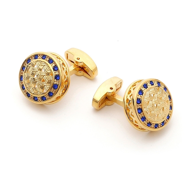 Cuff Links Mens Wedding Blue Cufflinks Golden Fashion Men Business Banquet Formal Wear Suits Buttons Mens French Cuff Links 230328 L251024