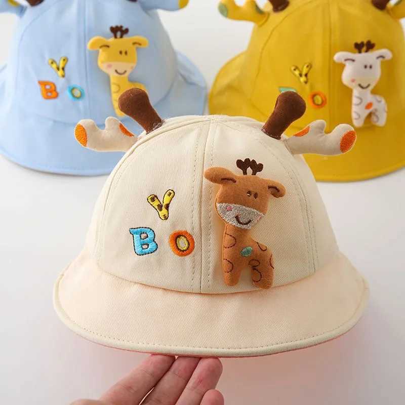 Cartoon Giraffe Baby Bucket Hat Summer Cotton Toddler Fisherman Cap Cute Solid Color Animal Kids Boy Girl Panama Sun Hats Z251029