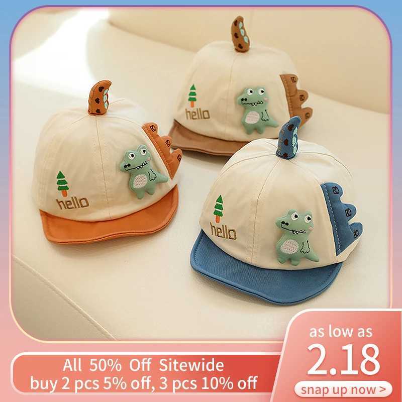 Hello Dinosaur Baby Peaked Hat Cute Cartoon Kids Duck Tongue Hat Boys Girls Short Brim Baseball Hats Children Sunshade Visors Z251029