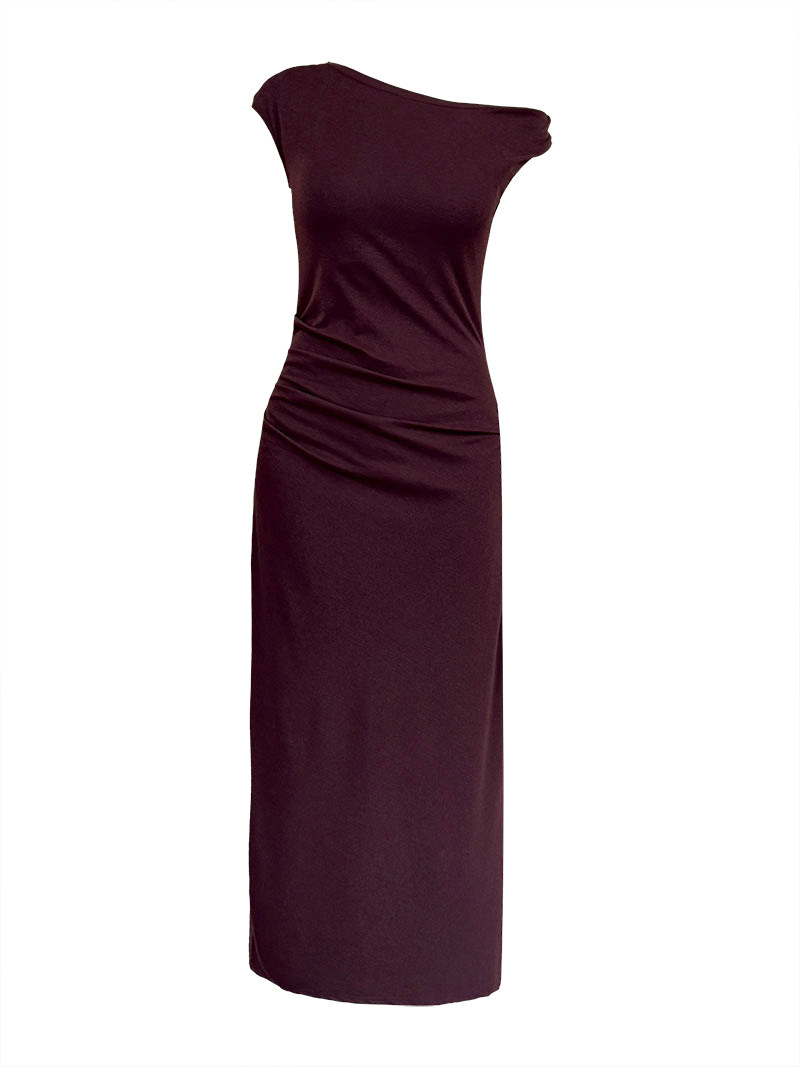 MU765 New Solid Color Long Dress for Women, Summer Style, Off-Shoulder, Elegant and Slimming Long Dress