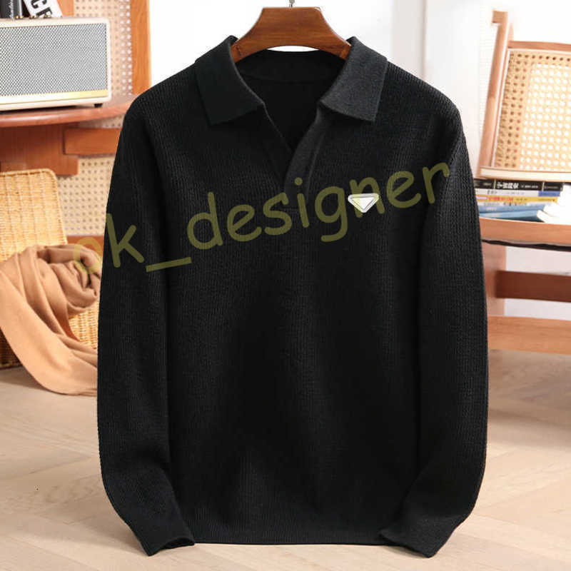 Designer Men's Sweaters New V-neck Wool Sweater for Men Autumn and Winter Style Knitted Base Shirt Loose Polo Shirt for Men