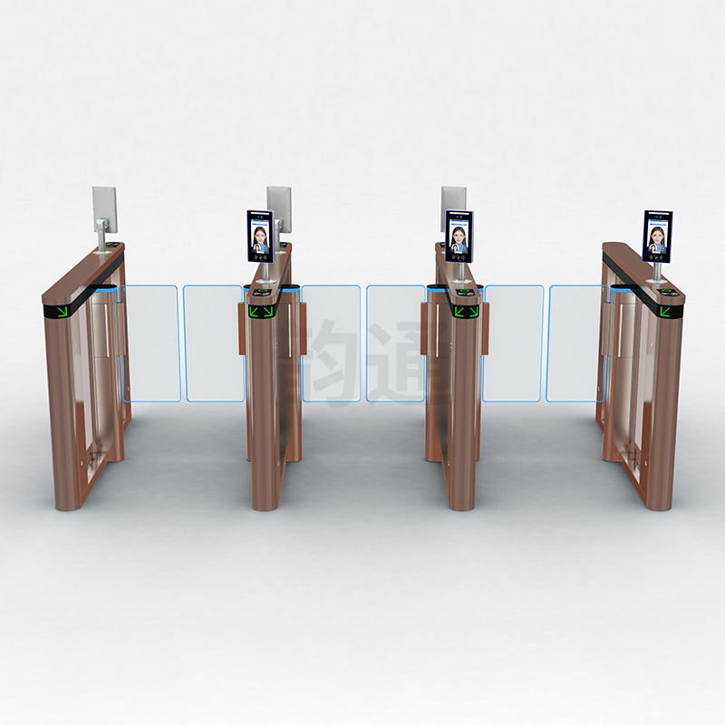 High-Speed Pedestrian Access Gate - Customizable Acrylic Edging & Side LEDs, Tempered Glass Panel, Brushless Swing Arm Speed Turnstile-NO03