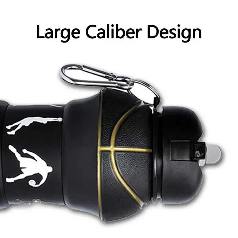 Silicone Fold Water Bottle Cups Outdoor Sports Basketball Style Leakproof Portable Sports Water Kettle J250923