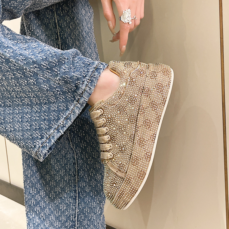 2025 New Khaki Full Diamond Women Casual Shoes Fashion Luxury Platform Sports Shoes Women's Party Designer Shining Women's Shoes High Qualit