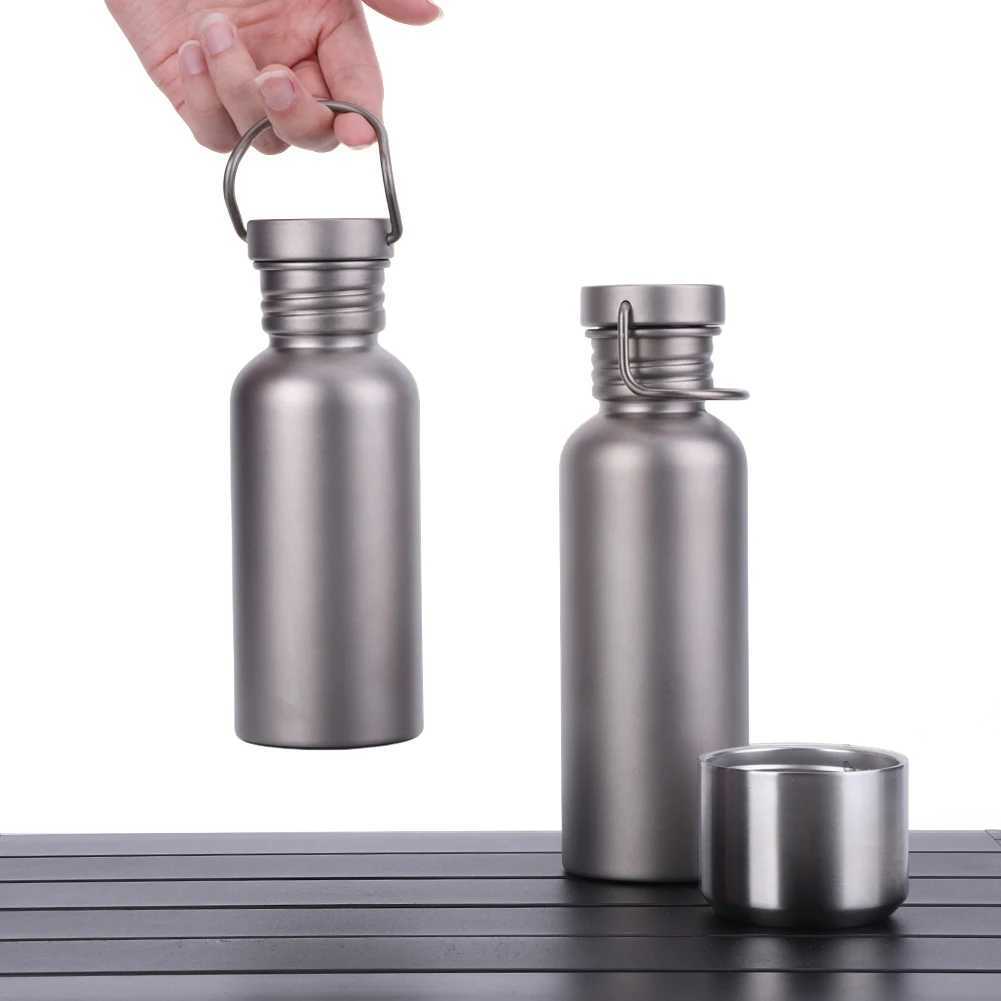 500600750ml Titanium Water Bottle with Lid Portable Sports Kettle LeakProof Lightweight Drinking Bottle for Outdoor Picnic J250923