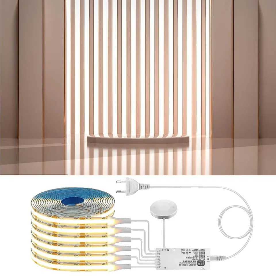 DC12V COB Strip Light Set 6PCS 5PCS With Dimmable Touch Sensor Switch Integrated Lighting DIY Cuttable For Under Cabinet Closet C251124