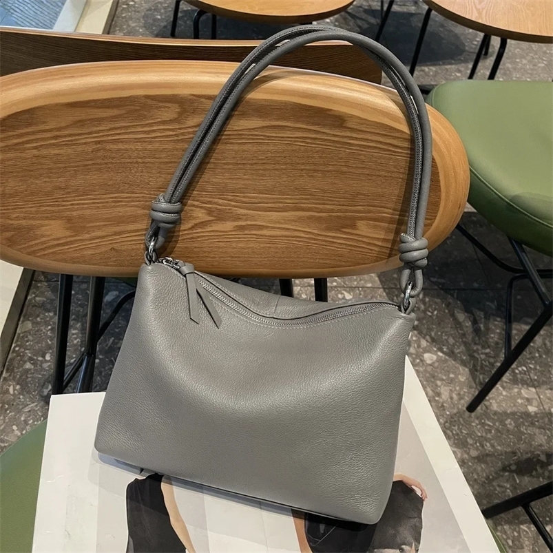 Commuting Single Shoulder Womens Handbag Genuine Leather Hobo Bag Ladies Large Capacity Natural Cowhide Underarm Bag 240909