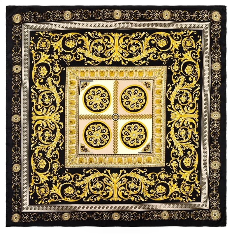 POBING Manual Hand Rolled Twill Silk Scarf Women Retro Cashew Square Scarves Echarpes Foulards Femme Wrap Bandana Hijab 90CM 240910