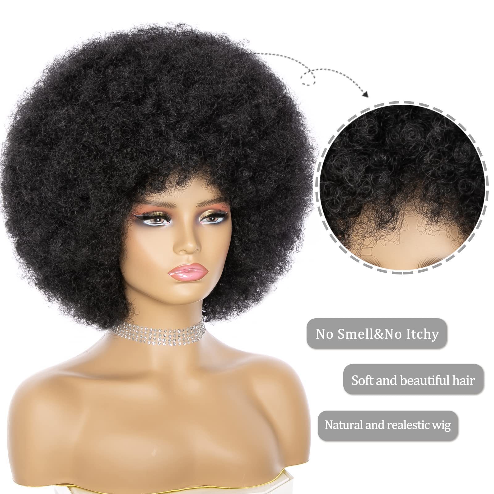 African Afro Wig - Voluminous Small Curls Synthetic Fiber Wig Cap - Wholesale Stock Available