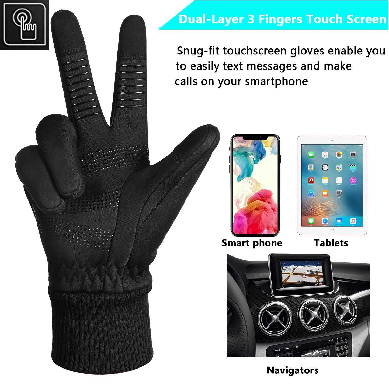 MOREOK Early Winter Thermal GlovesPolar Fleece Touchscreen Warm Glove Antislip DrivingRidingRunningBike Cycling Gloves Men J250922