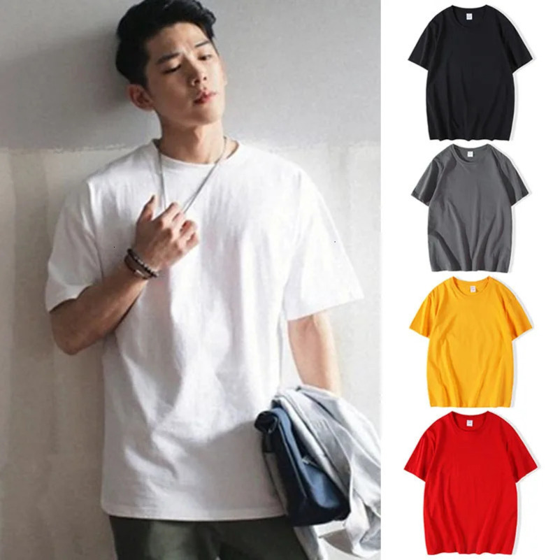 1pcs Pure Cotton Men Summer T-Shirt Women Short Sleeve Tee Male Man Solid Color Casual T Shirt Mens Round Neck Fashionable Top 250417