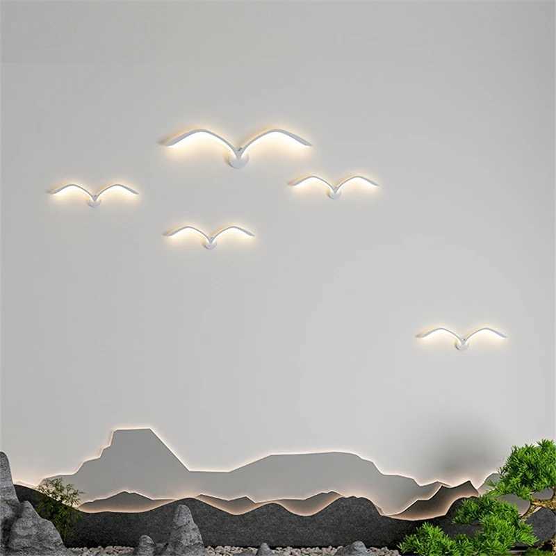 Nordic Modern Seagull Wall Lamps LED White Brown Iron Acrylic Wall Light for Living Room Indoor TV Wall Background Wall Lighting C251124