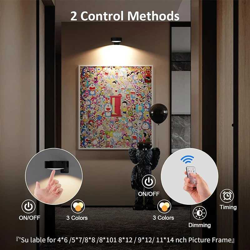 3Pcs Magnetic Painting Light Dimmable Indoor Picture Wall Lamp LED Wireless Art Frame Lights With Remote C251124