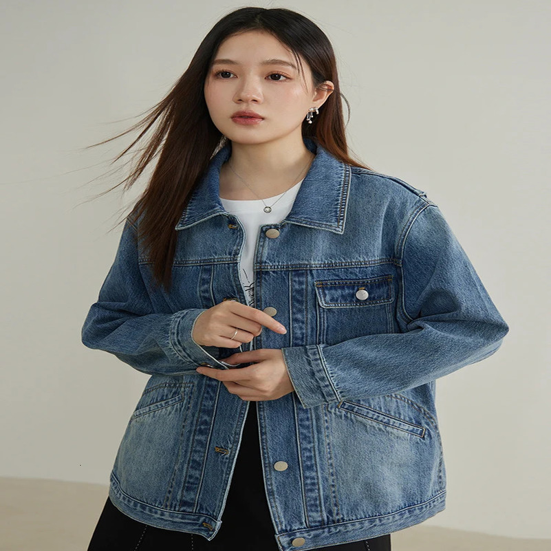 DUSHU Two Colors Cool Fashionable Style Classic Denim Jacket for Women Spring ly n Denim Coat Female 24DS81039 250122