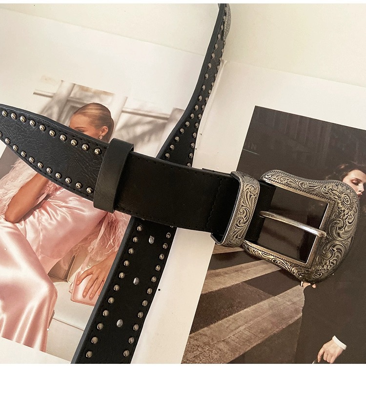 Designer Belt Cowhide Belts Woman Men Leather Belts Retro Belt Rivet Punk Style Women Belt Fashion Pin Buckle Belt With Strap Width 4CM