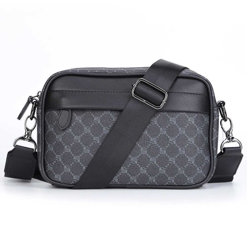 Casual Business Shoulder Bag for Men PU Leather Messenger Bag Wide Strap Crossbody Bags Square Plaid Designer Male Sling Bags J2509221