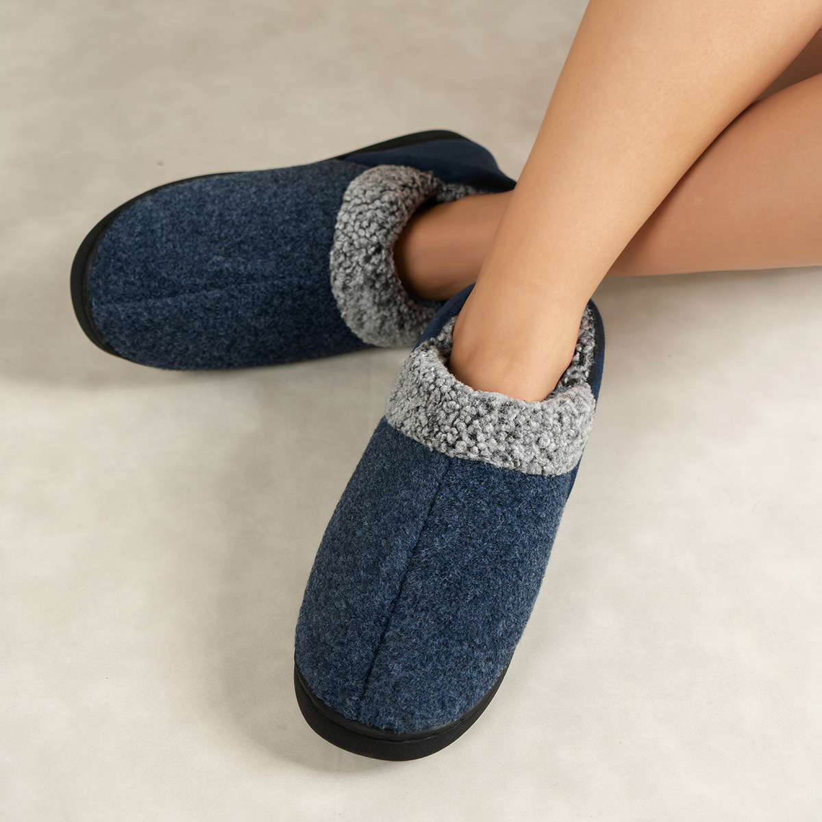 Hairy webbing cotton home cotton shoes thickened indoor non-slip cotton slippers warm and fleece to wear cotton slippers outside