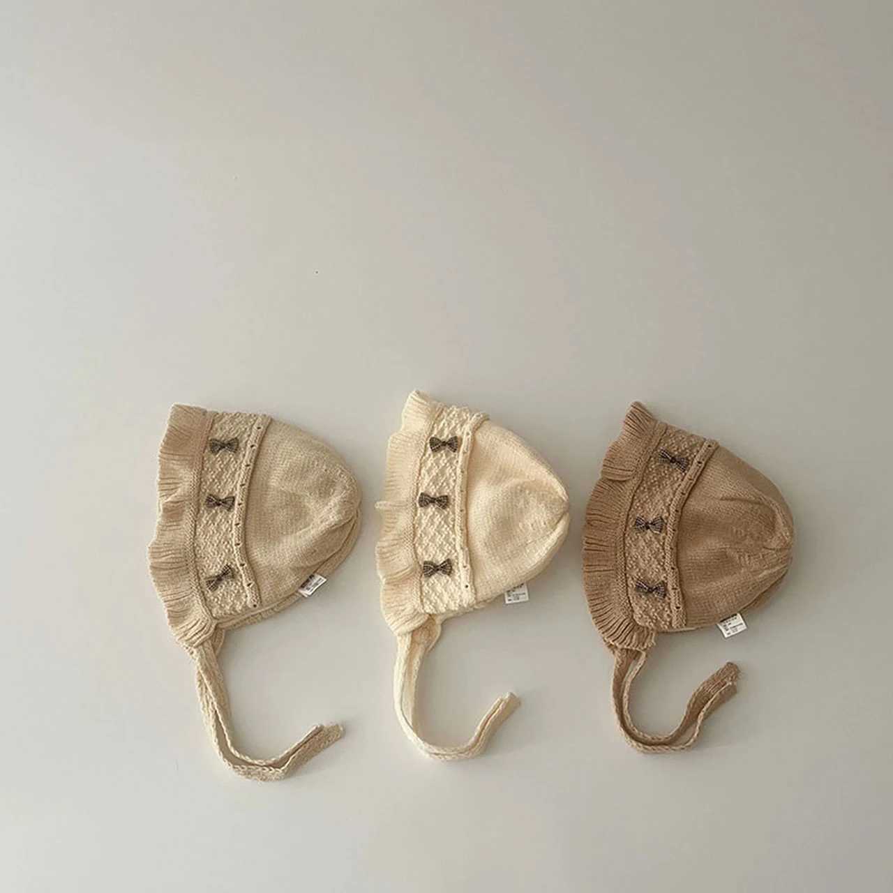 Cute Bow Knitted Ear Protection Hat Princess Baby Headgear Bonnet Winter Warm Toddler Pullover Cap 536Month Girls Kids Beanies Z251029