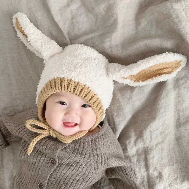 03Years Baby Hat Autumn Winter Ear Rabbit Knitted Kids Hat Cute Wool Hat Baby Accessories Newborn Girl Boy Beanie Cap Z251029
