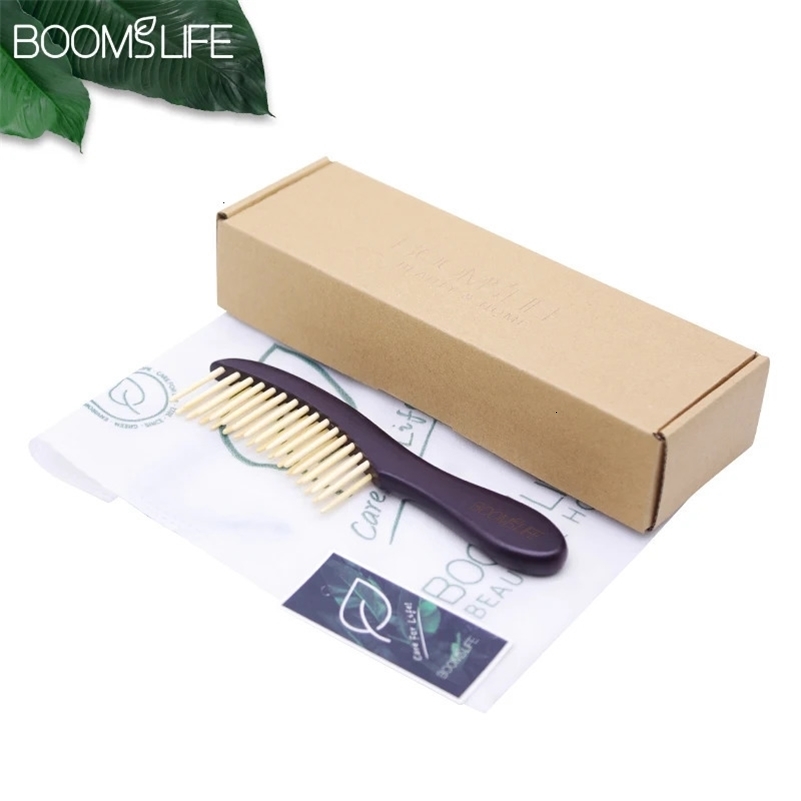 Wide Tooth Hair Comb Black Custom Wood Comb for Styling Detangling Hair Brush Women Head Acupuncture Point Massage Brush 240523