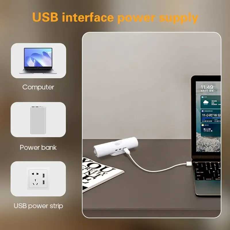1246PCS 3color Adjustable LED Sensor Light USB Charging Intelligent Night Light Wall Mounted Suitable for Bedside Desk C251124