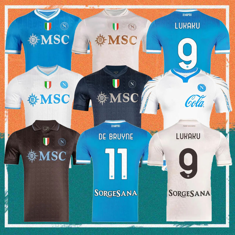 25/26 maglia Napoli DE BRUYNE MARADONA LUKAKU Soccer Jersey 2025 LUCCA LANG BEUKEMA POLITANO ANGUISSA DI LORENZO Shirt McTOMINAY kids kit Football uniform