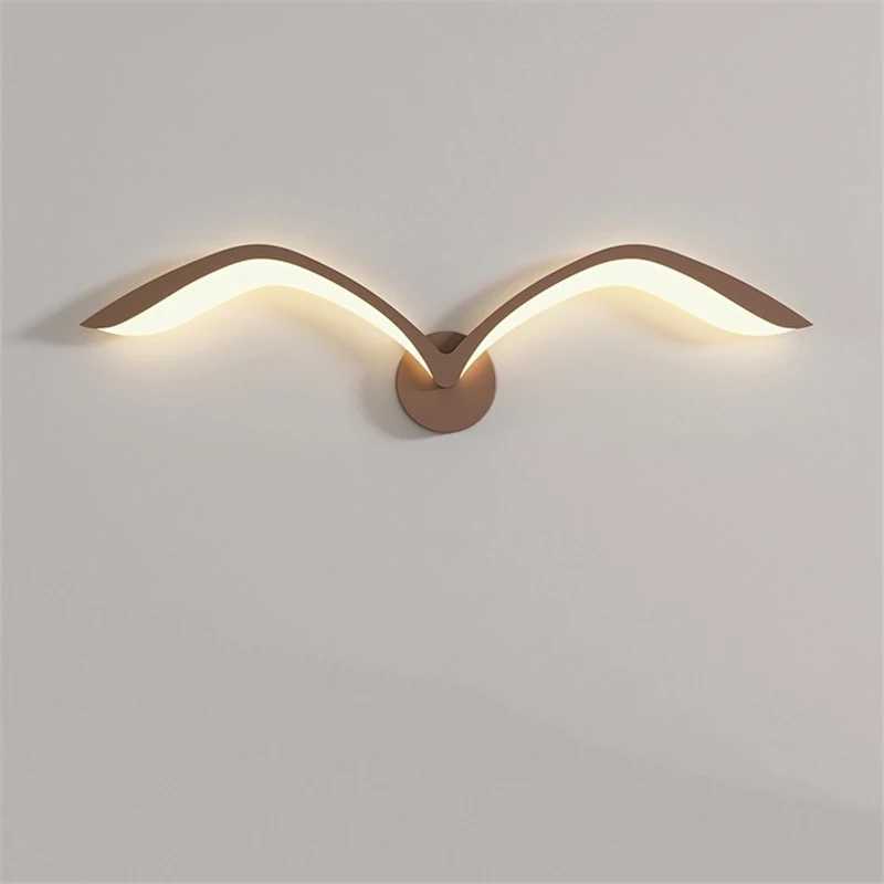 Nordic Modern Seagull Wall Lamps LED White Brown Iron Acrylic Wall Light for Living Room Indoor TV Wall Background Wall Lighting C251124