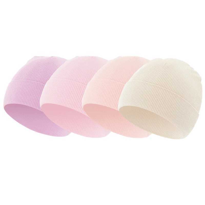 4Pcs Newborn Beanie Baby Hat for Girls Boys Cotton Knitted Infant Bonnet Toddler Cap Kids Accessories Newborn Gift 012M Z251029