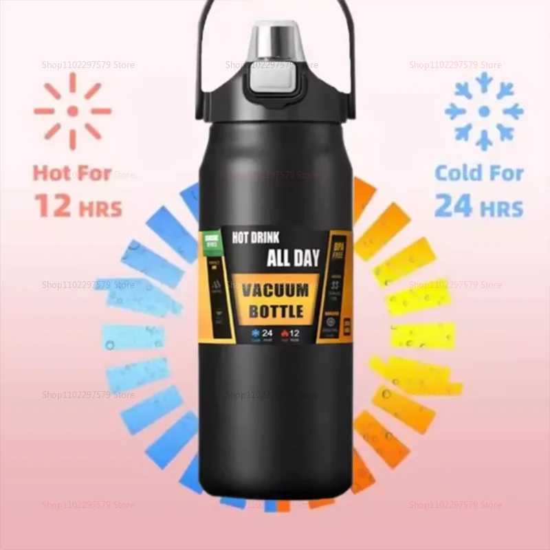 Stainless Steel Insulated Travel Mug 1000ml 1500ml Large Capacity Camping Cup Leakproof Thermos for Outdoor Car Kitchen New 2025 J250923