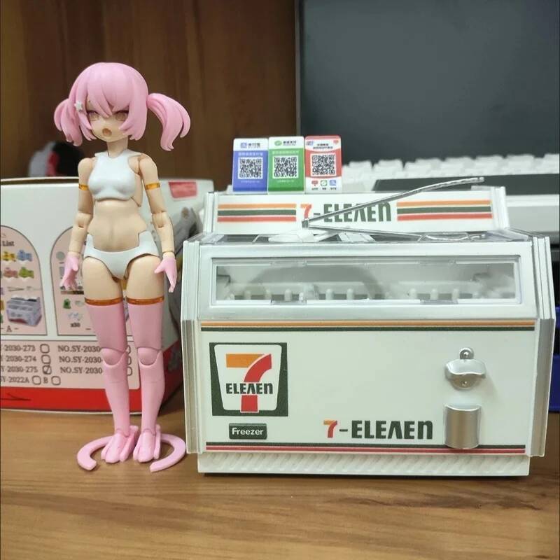 3D Fridge Magnets Miniature simulation freezer Night Light Dollhouse Mini 7 Freezer Supermarket Cabinet Toy Display Models ddmythur