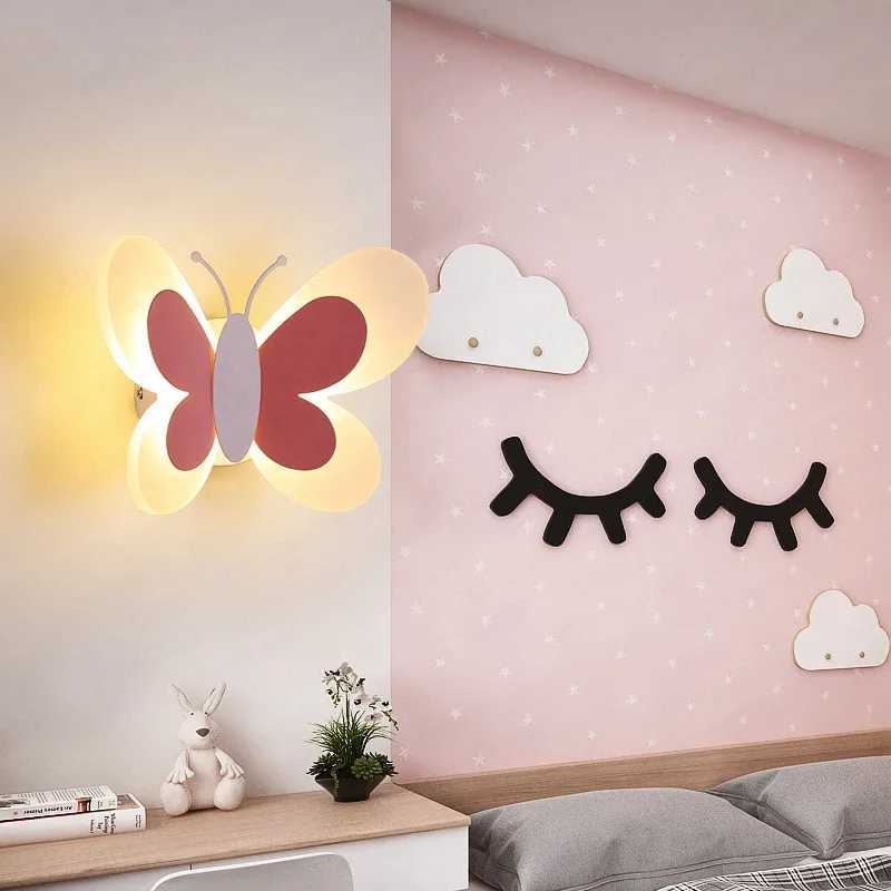 Butterfly girl room lamp creative cartoon children energysaving boy lamp bedside lamp bedroom wall lamps ceiling aisle lamp C251124