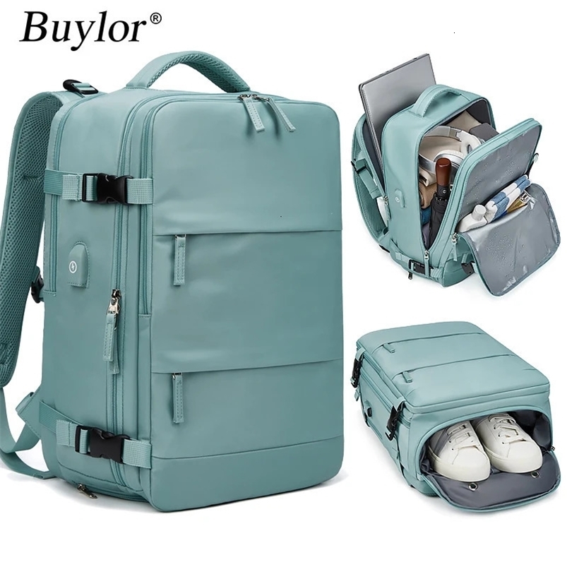 School Bags Buylor Women's Travel Backpack Large Capacity Multi-Function Suitcase USB Charging Schoolbag Short Distance Luggage Bags Mochila 2310