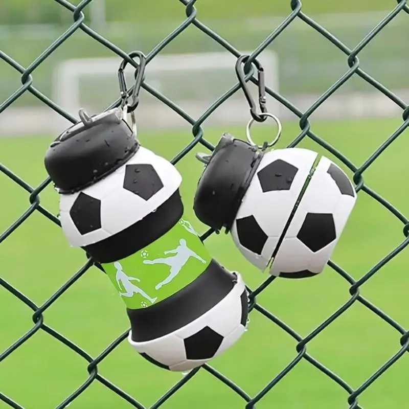 Foldable Ball Shaped Water Bottle 1 Count Portable Soccer Ball Design Water Bottle Leakproof Water Cup for Fitness Outdoor Ac J250923