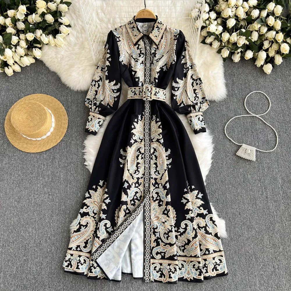 2-piece womens clothing set Korean womens clothing long sleeved stand up collar top high waisted shorts retro floral summer set240810