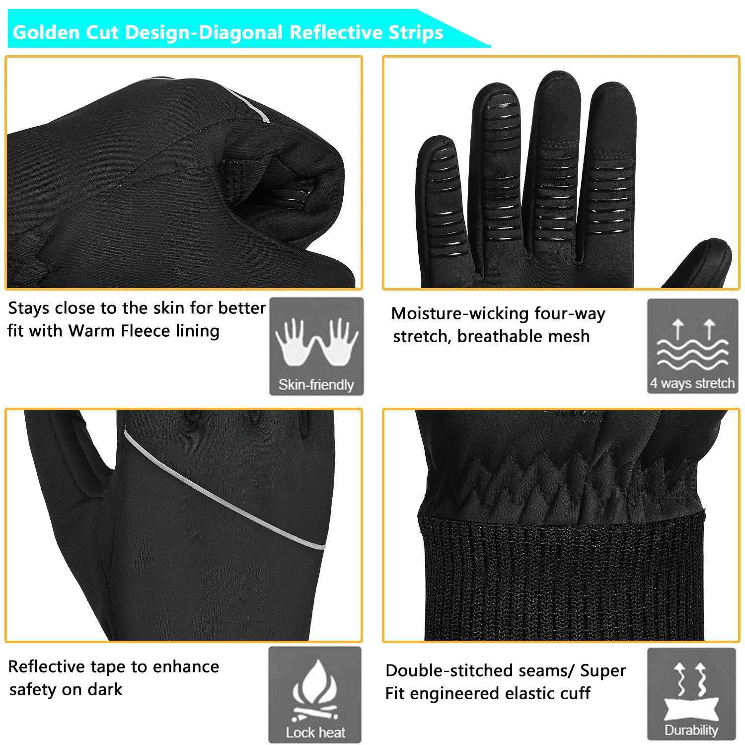 MOREOK Early Winter Thermal GlovesPolar Fleece Touchscreen Warm Glove Antislip DrivingRidingRunningBike Cycling Gloves Men J250922