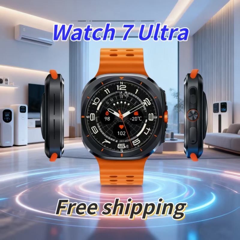 Premium Men's Smartwatch - Model 7 Ultra, 47mm Watch Face, Android and iOS Compatible, Bluetooth Calling, Temperature Monitoring, Protective Case