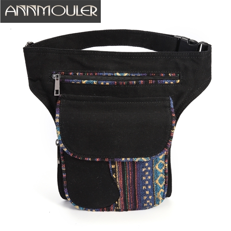 Waist Bags Annmouler Waist Bag for Women Bohemian Style Fanny Pack Ladies Hip Bag Patchwork Phone Pockets Bag Large Capacity Leg Bag Purse 230907