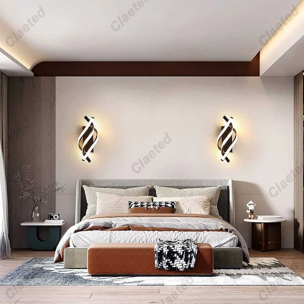 Curved Spiral Design LED Wall Lamp for Bedroom Bedside Corridor Living Room Staircase Corridor Lighting Fixtures C250923