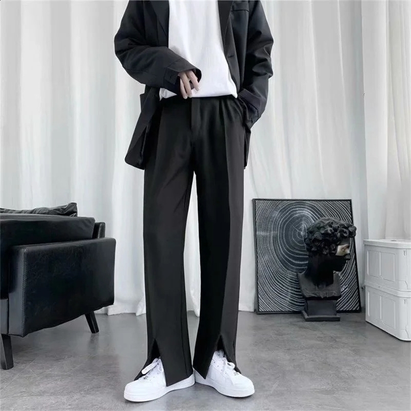 Spring/Summer Black Suit Pants Men Fashion Society Mens Dress Pants Korean Loose Straight Pants Mens Office Formal Trousers 240827