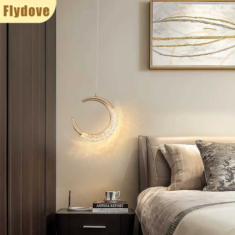 Nordic Light Luxury LED Long Line Small Pendant Creative Living Room Bedhead Study Corridor Indoor Golden Acrylic Ceiling Light C251124