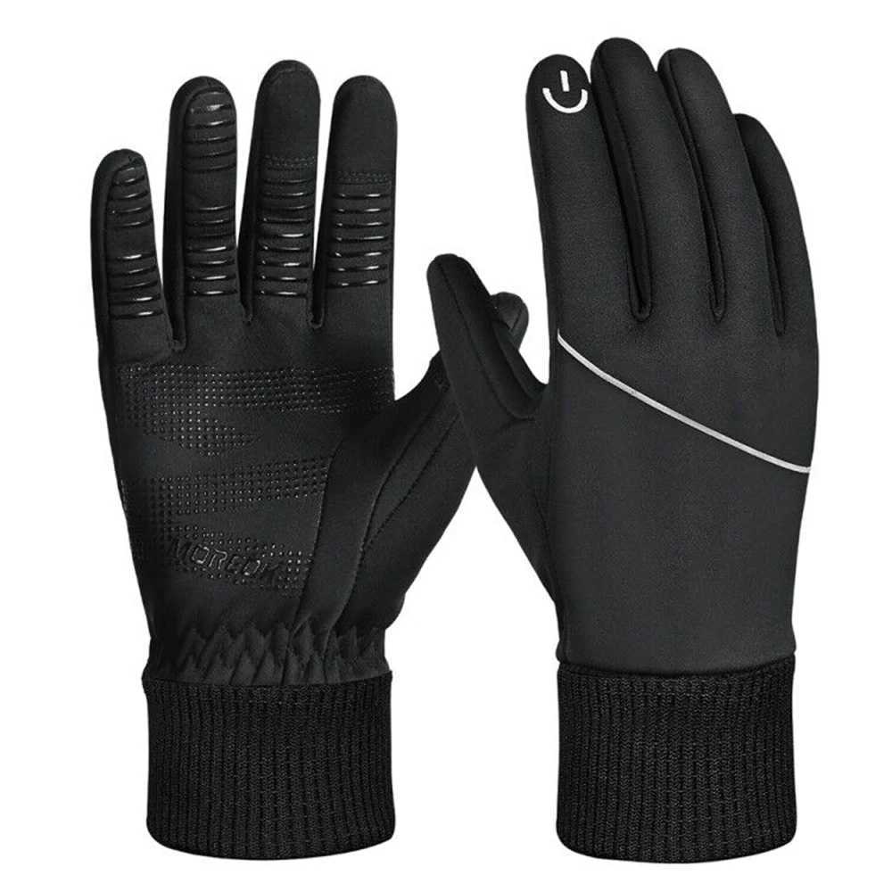 MOREOK Early Winter Thermal GlovesPolar Fleece Touchscreen Warm Glove Antislip DrivingRidingRunningBike Cycling Gloves Men J250922