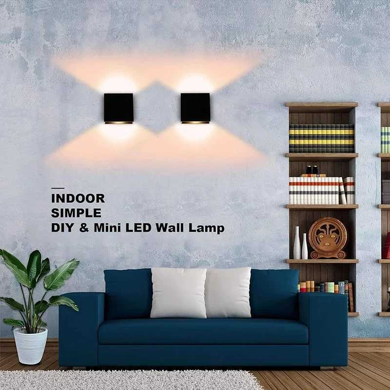 LED Sconce Hardwired Set of 2 Wall Lamp Black Up Down Mini Metal DC85265V for Indoor Living Room Bedroom Hallway Decor Warm C251124