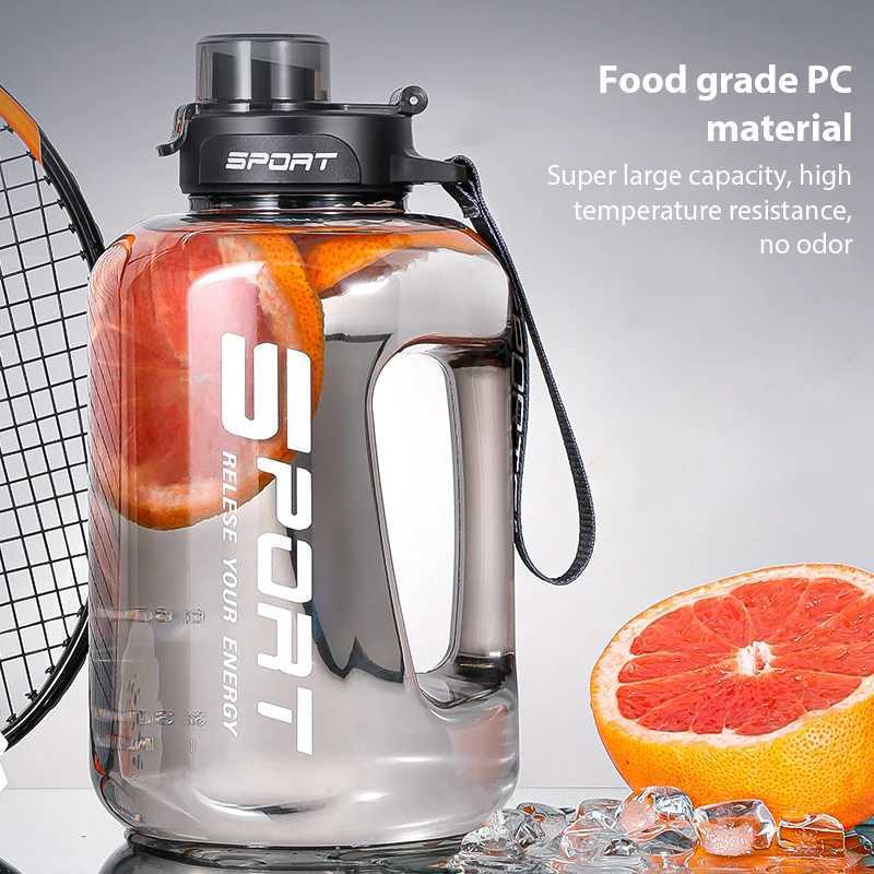 17002500ml Sports Water Bottle Large Capacity Drinking Cup with Time Marker Portable Plastic Space Cup Gallon Bottle J250923